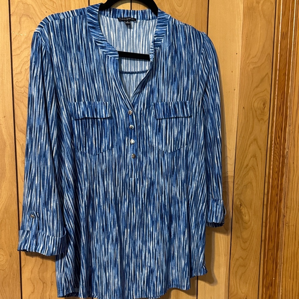 Ava & Grace Blue Patterned Casual Shirt